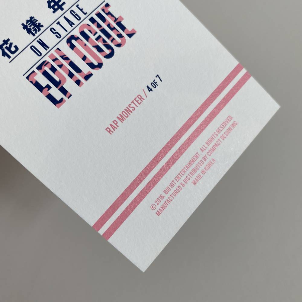 BTS '花樣年華 ON STAGE: EPILOGUE' 2016 MINI PHOTOCARD - RM (4/7)
